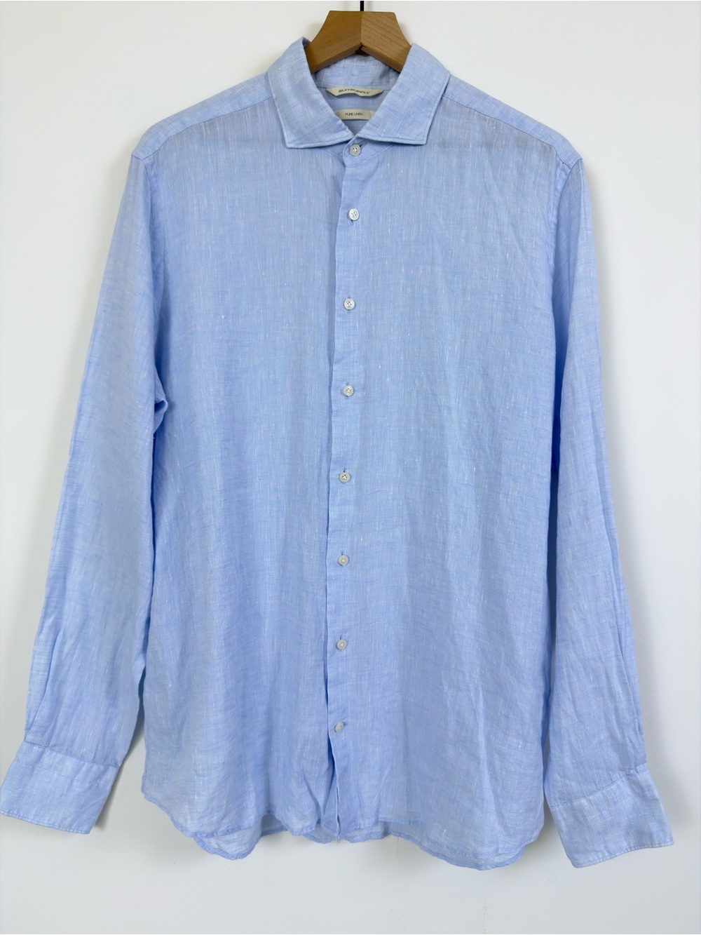 Suitsupply Pure Linen  Shirt Men’s Leggiuno Italian Fabric Light Blue